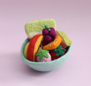 Felt tutti frutti Salad + felt bowl- 9 pce set