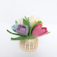 Natural rattan round vase 8cm x 10cm