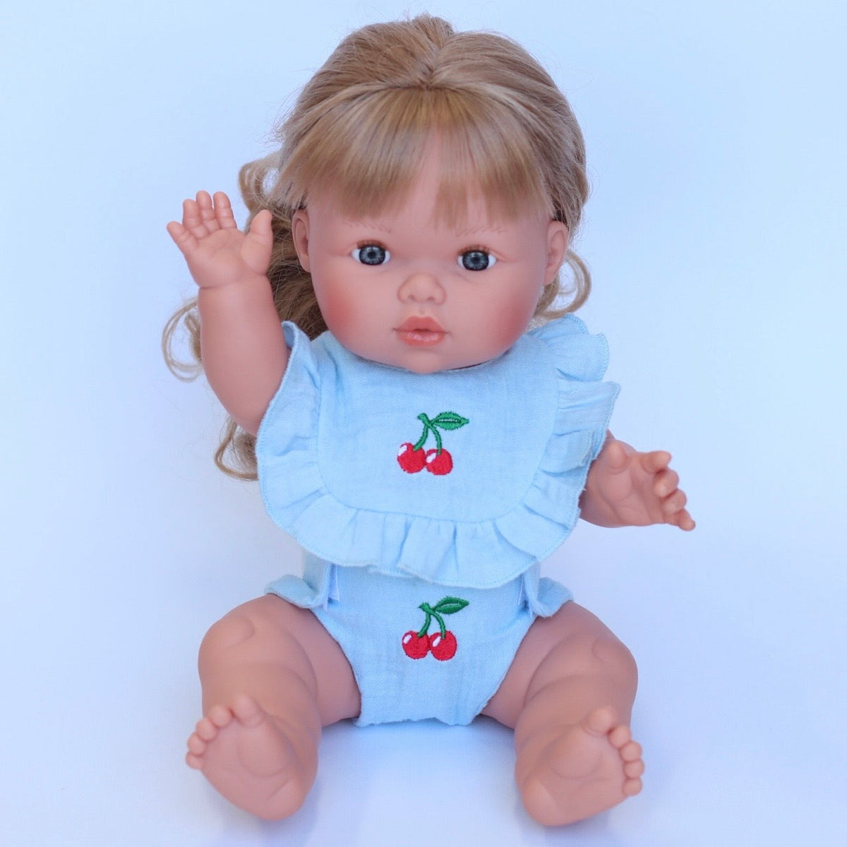 Cherry Frilled Bib & Diaper Doll Set 🍒Fits 34-38cm Minikane Gordis, Mini Colettos, Llorens dolls