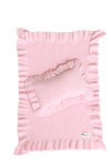 Powder Pink frilled doll Blanket + Pillow set