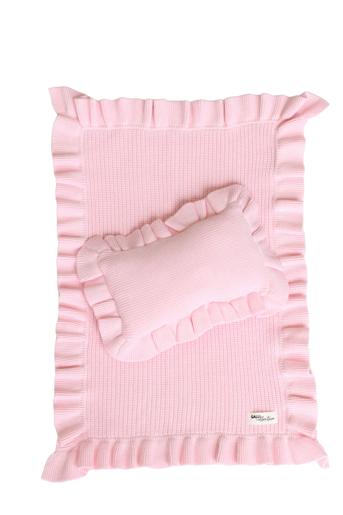 Powder Pink frilled doll Blanket + Pillow set
