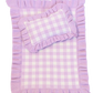 Frilled Purple Gingham doll Blanket + Pillow set