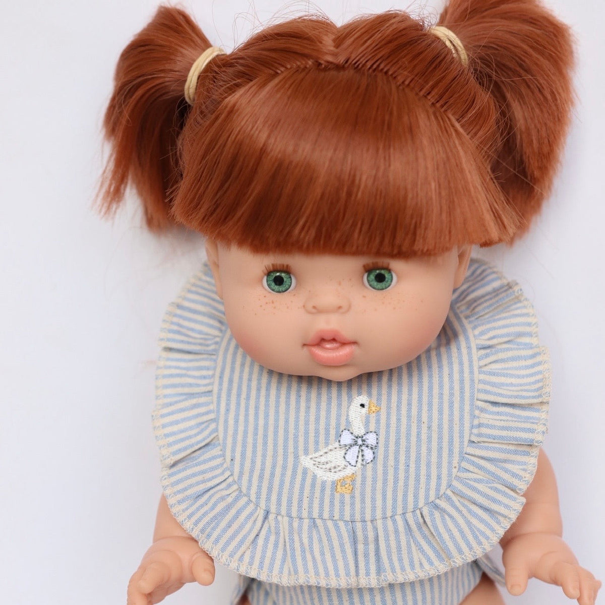 Dolls Blue striped Goose Bib + Diaper set - Fits 34-38cm Minikane Gordis, Mini Colettos, Llorens dolls