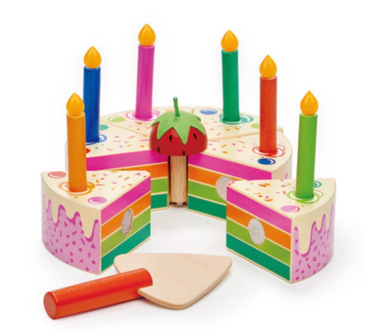Wooden Rainbow birthday cake