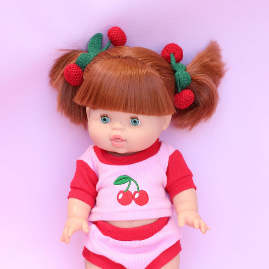 Dolls Crochet Cherry hair ties accessories - pack of 2