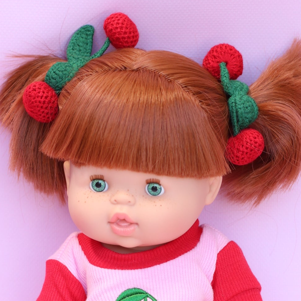 Dolls Crochet Cherry hair ties accessories - pack of 2