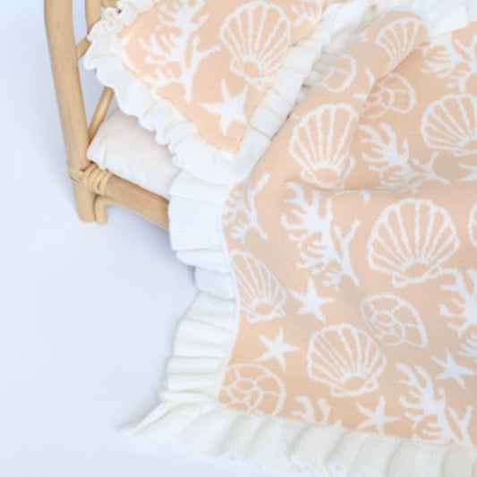 Frilled Shelly blanket + Pillow set in SAND doll bedding