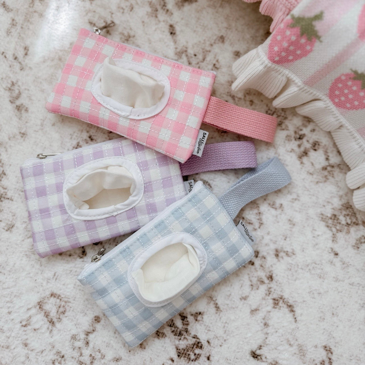 Dolly baby wipes set - Blue Gingham
