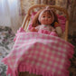 Frilled tulip Pink Gingham doll Blanket + Pillow set