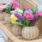 Natural rattan round vase 8cm x 10cm