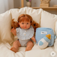 Dolls Blue striped Goose Bib + Diaper set - Fits 34-38cm Minikane Gordis, Mini Colettos, Llorens dolls