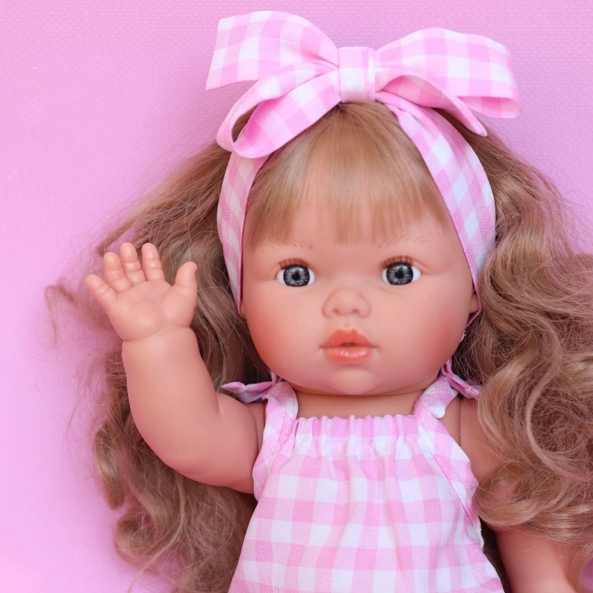 Pink Gingham Doll Clothes | Doll Summer dress Outfit for Miniland, Mini Collettos Baby Dolls & 38cm Dolls