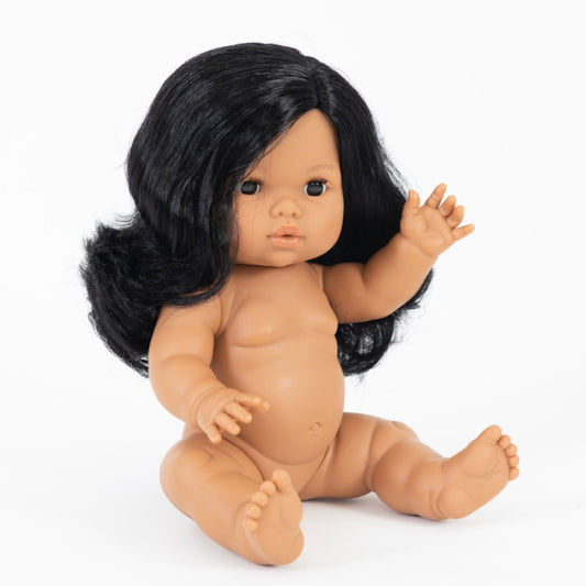 Llorens Mini Colette Aurora Girl Doll 34cm with Long Black Hair | Spanish Doll Australia