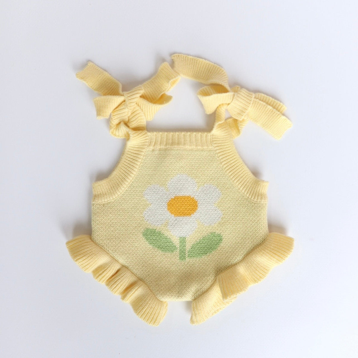 PRE ORDER Garden girls Doll buttercup yellow knitted Romper Dolls clothes - Fits 34-38cm Minikane Gordis, Mini Colettos, Miniland Dolls, Llorens dolls