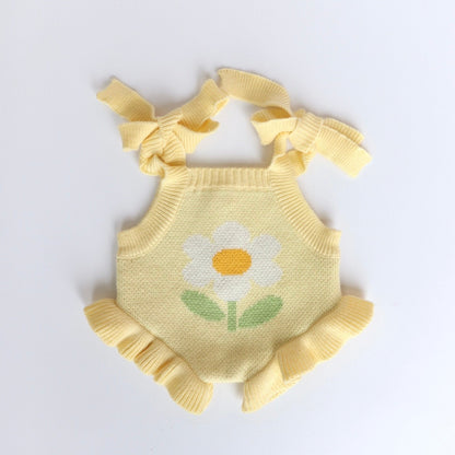 PRE ORDER Garden girls Doll buttercup yellow knitted Romper Dolls clothes - Fits 34-38cm Minikane Gordis, Mini Colettos, Miniland Dolls, Llorens dolls