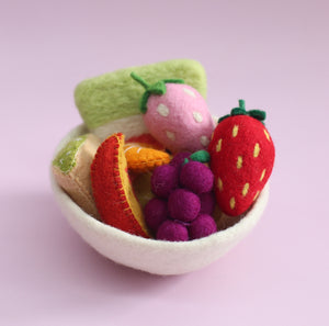Felt tutti frutti Salad + felt bowl- 9 pce set