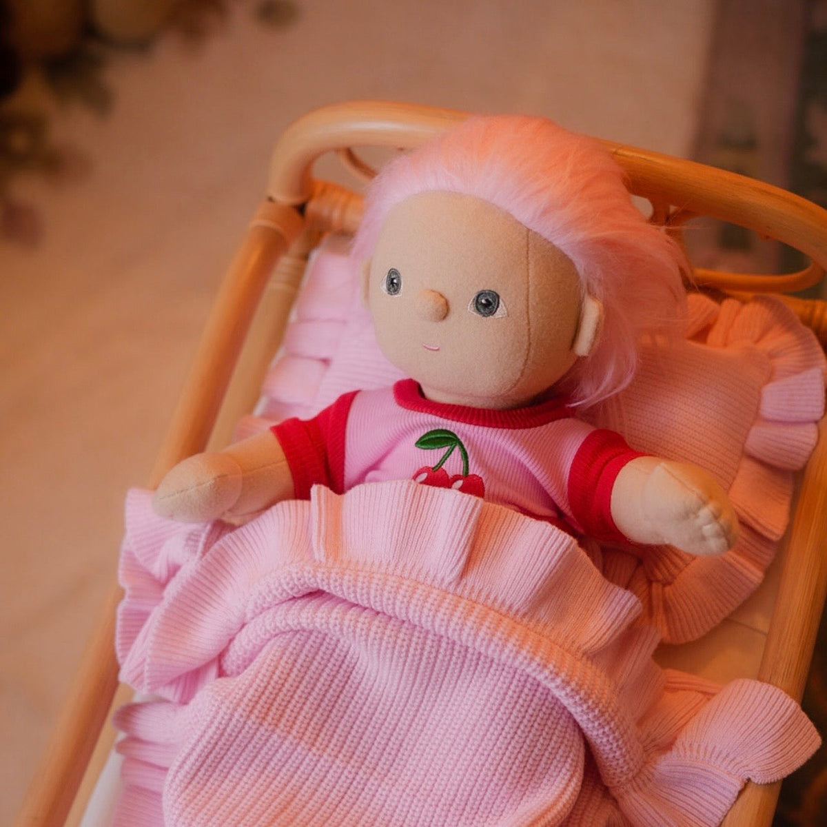 Cherry Dolls top + Bloomer shorts set Fits 34-38cm Minikane Gordis, Mini Colettos, Llorens dolls
