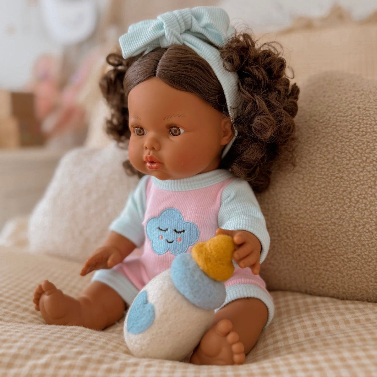 Dolls Sweet Dreams cloud Romper + Bow set  Fits 34-38cm Minikane Gordis, Mini Colettos, Llorens dolls