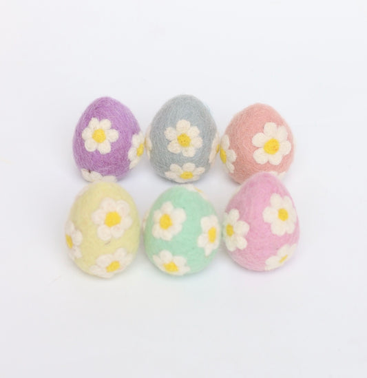 Felt daisy egg set - 6 pce
