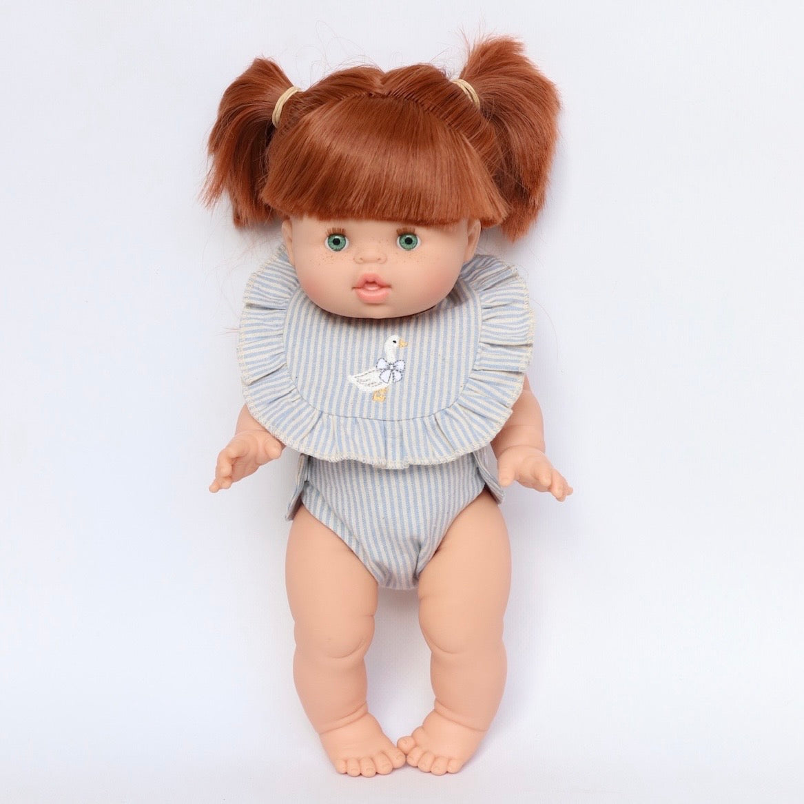 Dolls Blue striped Goose Bib + Diaper set - Fits 34-38cm Minikane Gordis, Mini Colettos, Llorens dolls