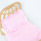 Powder Pink frilled doll Blanket + Pillow set