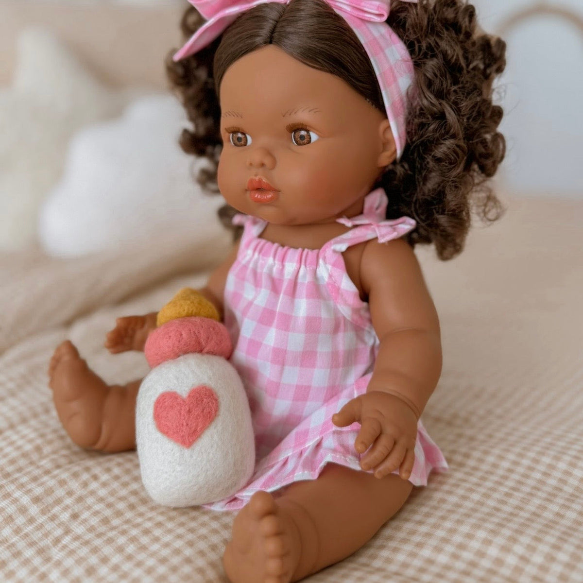 Pink Gingham Doll Clothes | Doll Summer dress Outfit for Miniland, Mini Collettos Baby Dolls & 38cm Dolls