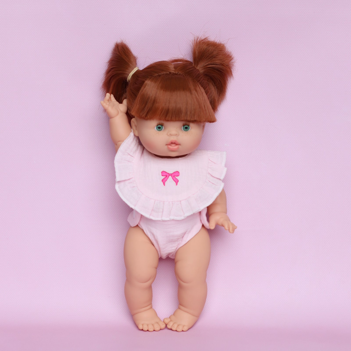 Dolls Blushing pink bow bib and Diaper duo - Fits 34-38cm Minikane Gordis, Mini Colettos, Llorens dolls