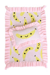Frilled Smilie Banana doll Blanket + Pillow set