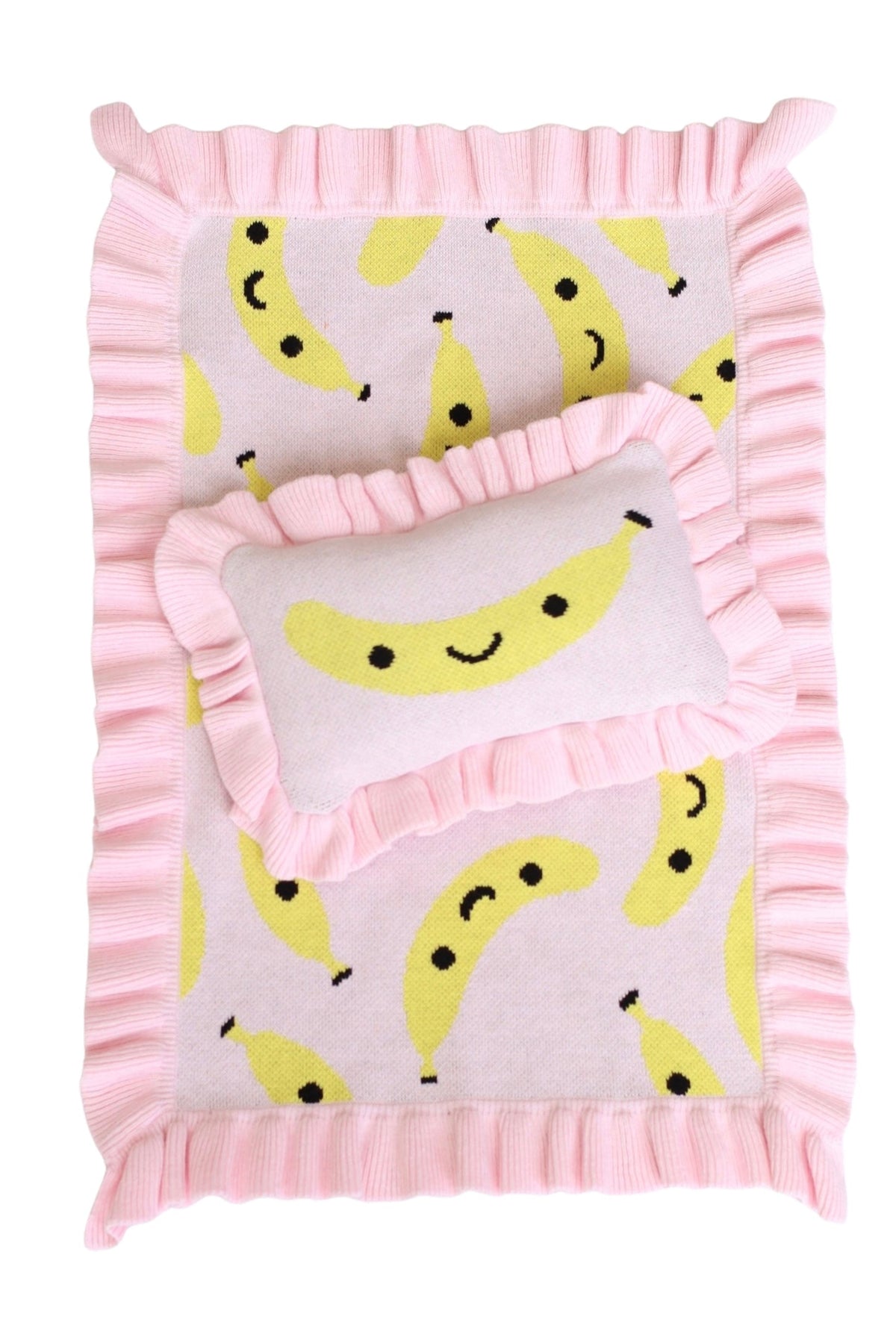 Frilled Smilie Banana doll Blanket + Pillow set