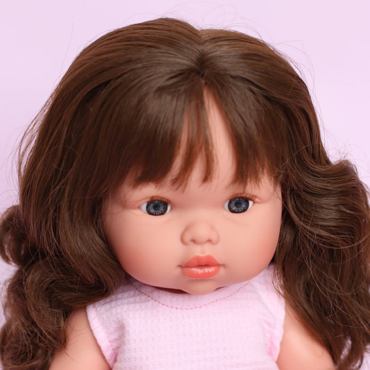 Llorens Mini Colette Aria Girl Doll 34cm with Long Brown Hair blue eyes | Spanish Doll Australia