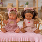 Dolls Vintage Pink & Ivory Frilled Three-Piece Set with Cherry 🍒 Embroidery - Fits 34-38cm Minikane Gordis, Mini Colettos, Llorens dolls