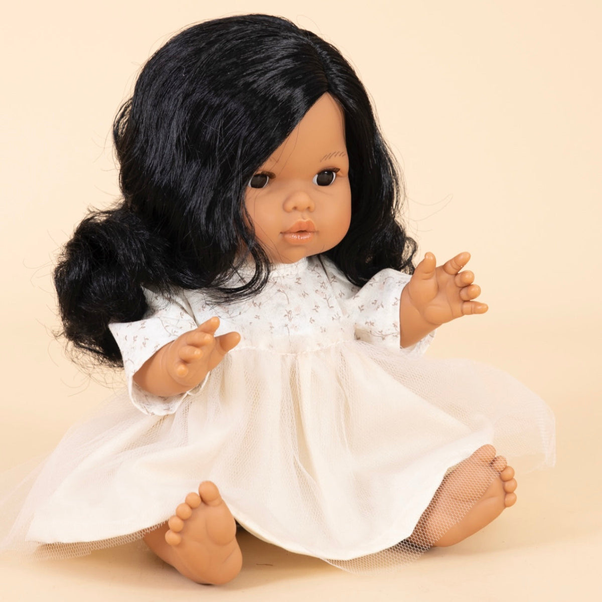 Llorens Mini Colette Aurora Girl Doll 34cm with Long Black Hair | Spanish Doll Australia