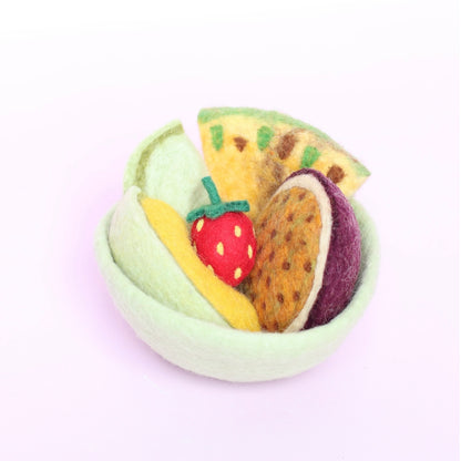 ON SALE Felt fruit + felt bowl- 6 pce set