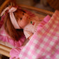 Frilled tulip Pink Gingham doll Blanket + Pillow set