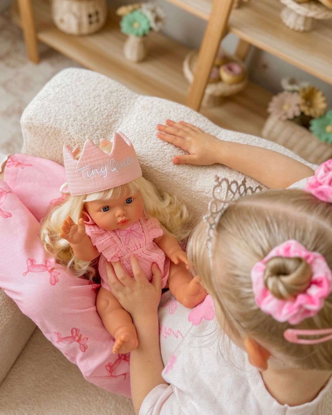 Tiny Queen cotton crown -Powder Pink and muted purple