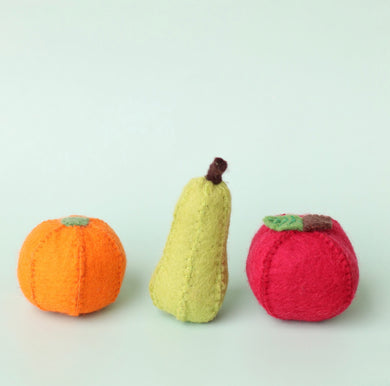 Papoose Felt fruit trio - Pear Orange Apple