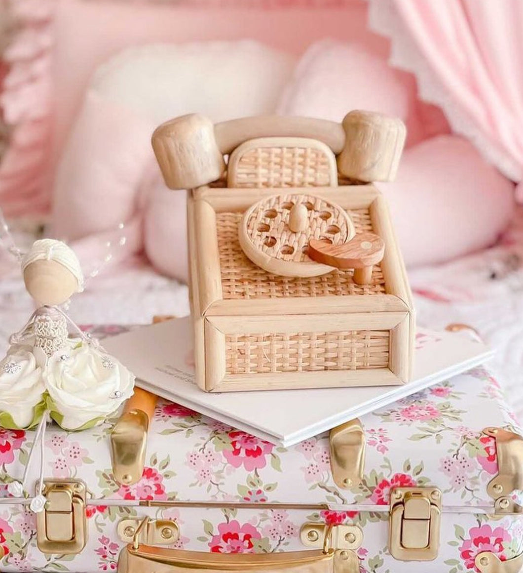 PRE ORDER Vintage style Rattan Telephone - Arrival April 15