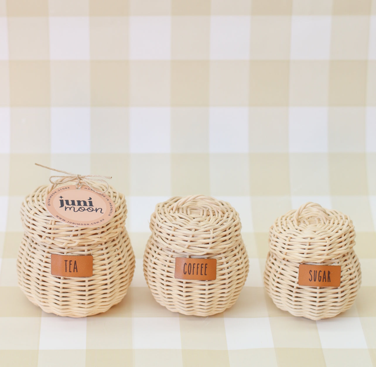 Rattan Tea + Coffee + Sugar set - 3 pce set ( extras add on)