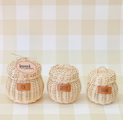 Rattan Tea + Coffee + Sugar set - 3 pce set ( extras add on)