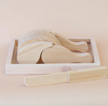 Load image into Gallery viewer, ON SALE Juni Moon pull apart Wooden cutting chicken with knife and tray 🍗