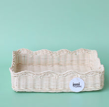 Load image into Gallery viewer, On SALE scalloped rattan rectangle storage basket