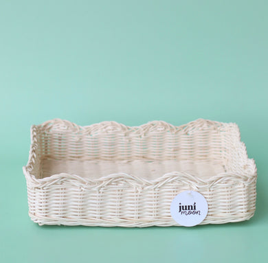 On SALE scalloped rattan rectangle storage basket
