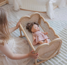 Load image into Gallery viewer, Heart strings Rattan DOLLY CRADLE plus mattress