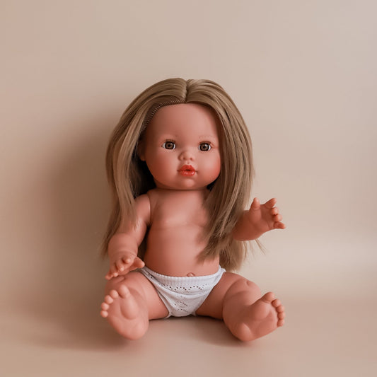 Llorens Mini Colettos Sandra Girl Doll 34cm with Long Blonde Hair brown eyes| Spanish Doll Australia