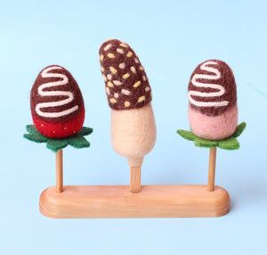 Wooden stand for fruit pops and lollipops