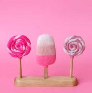 Wooden stand for fruit pops and lollipops