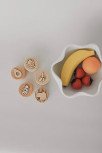 Wooden fruit play dough stamps