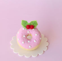 Load image into Gallery viewer, Snowy Pink festive Donut