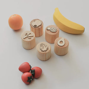 Wooden fruit play dough stamps