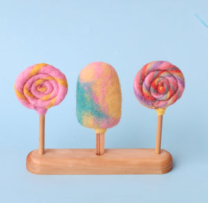 Wooden stand for fruit pops and lollipops